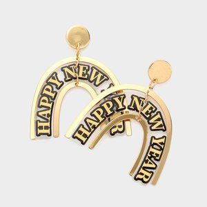 Festive Happy New Year Earrings for Women, Holiday Jewelry, Party Earrings